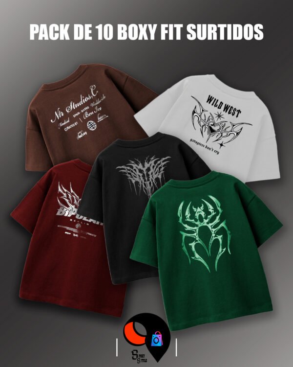 PACKS REMERAS 1 PACK DE 10 BOXY FIT SURTIDOS