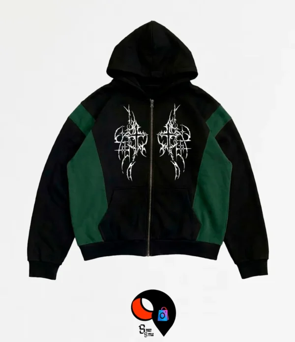 CAMPERA NEGRO 7 CAMPERA COMBINADA CRUZ